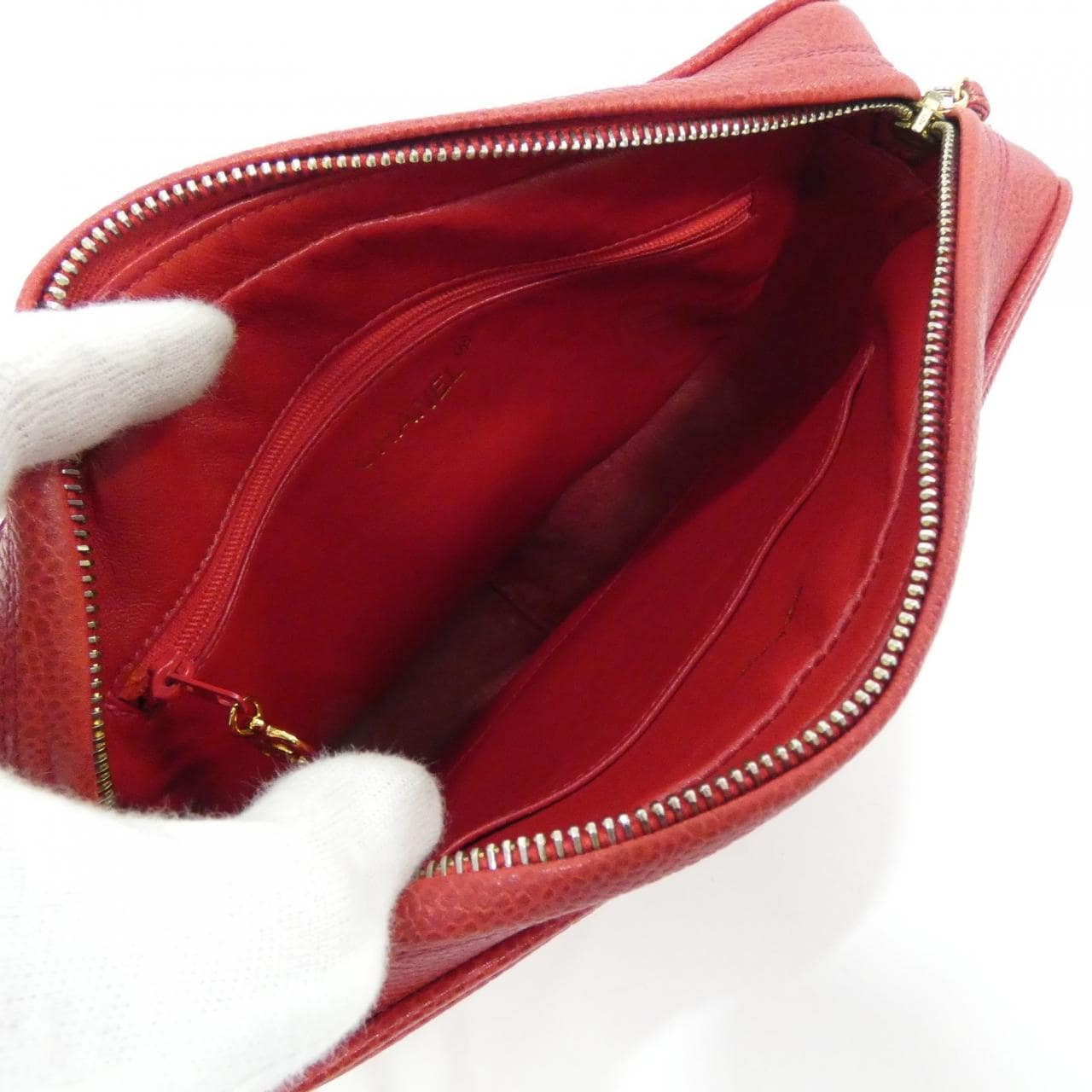 CHANEL Shoulder Bag Caviar Leather 紅色 Caviar Leather 中古品A - 縮圖 10