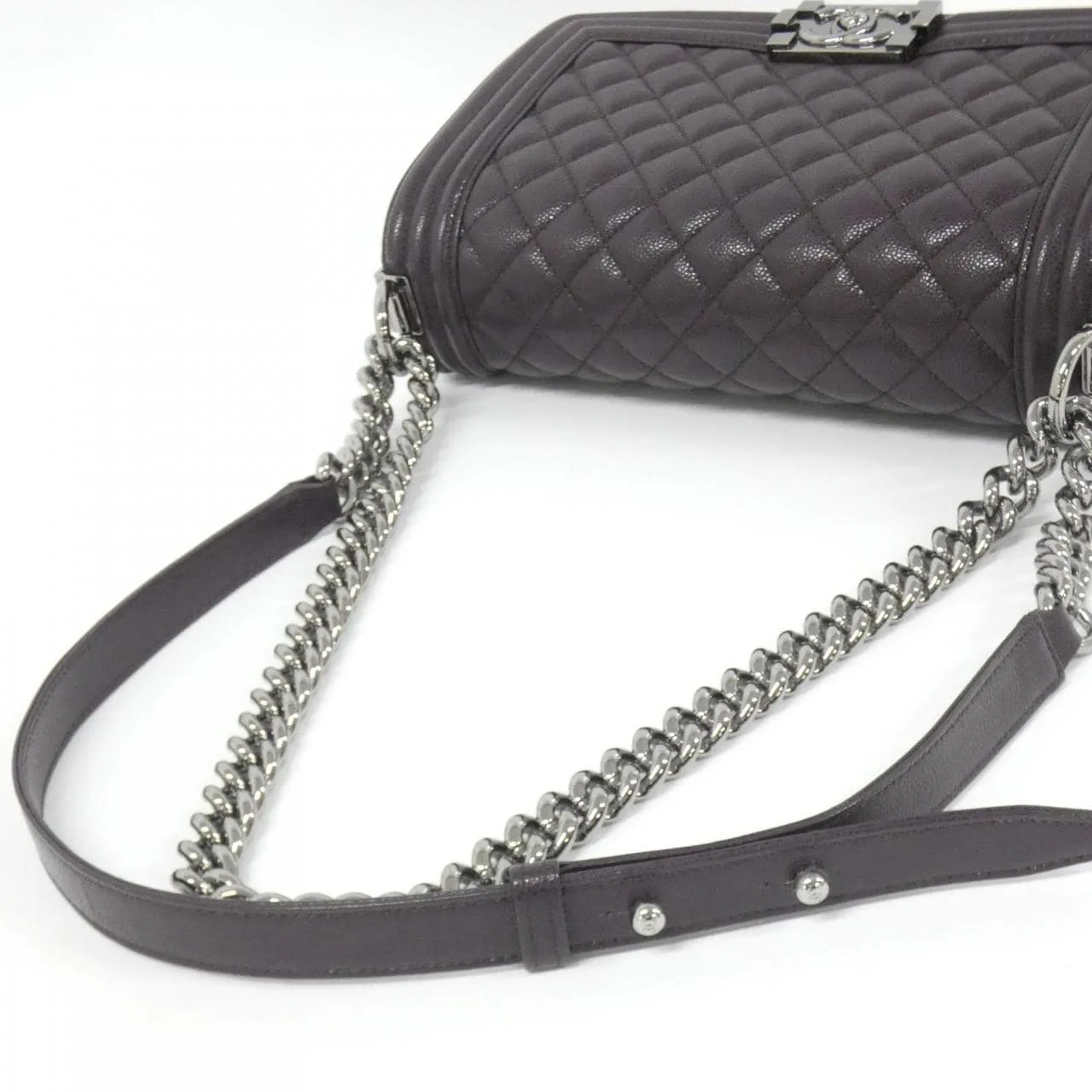 CHANEL Boy Chanel 67086 Shoulder Grained Calfskin Purple Grained Calfskin Rank A - Thumbnail 9