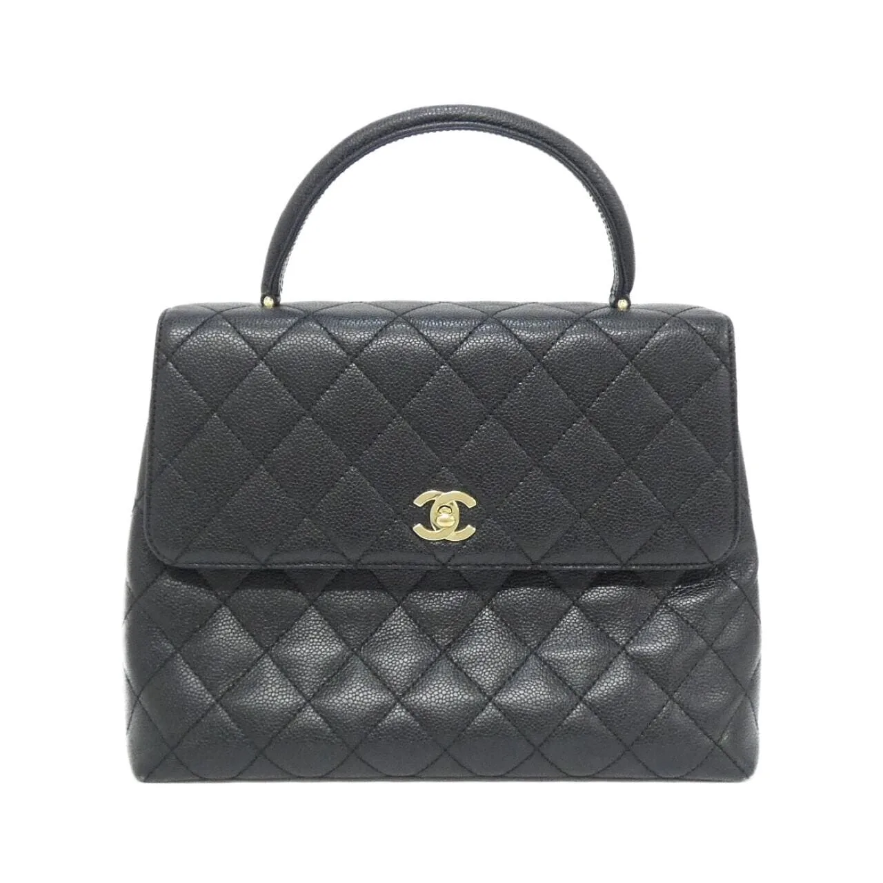 CHANEL Matelasse 12397 Handbag Grained Calfskin Black