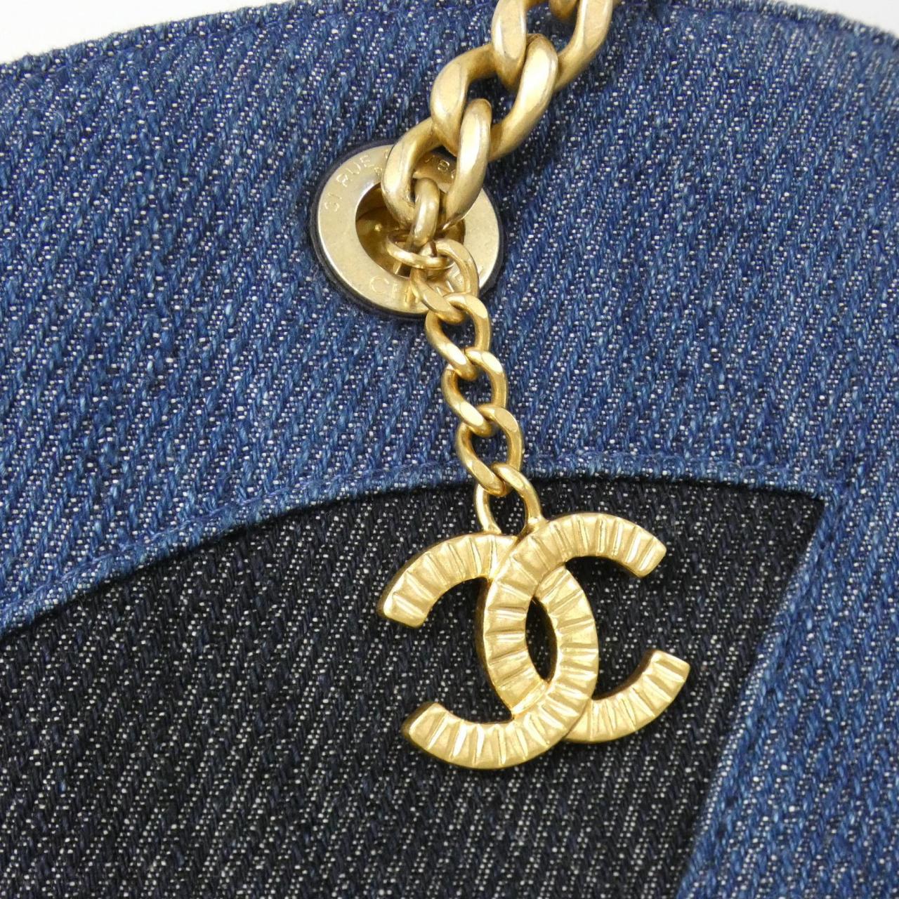 CHANEL Chanel 22 AS3857 Handbag Denim Blue Denim - Thumbnail 5