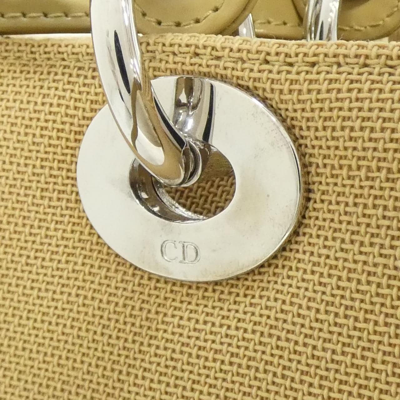 DIOR Lady Dior Bag Canvas 米色 帆布 中古品A - 縮圖 5
