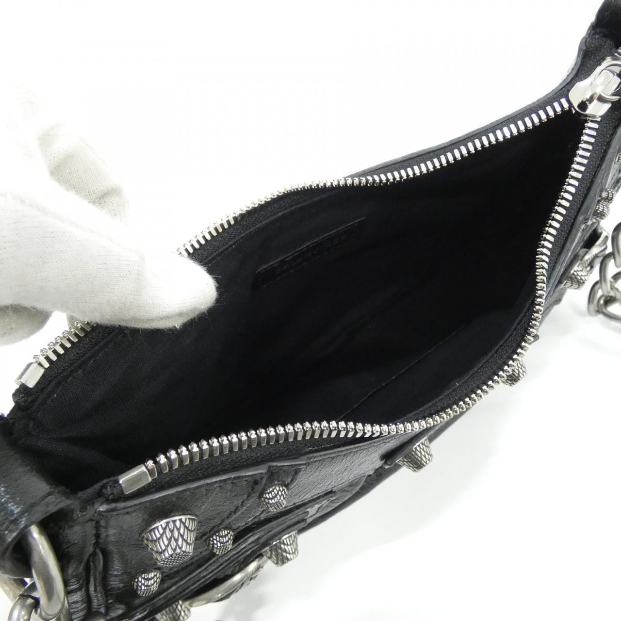 BALENCIAGA Le Cagole 712813 Shoulder Bag Lambskin 黑色 羊皮 中古品A - 縮圖 7