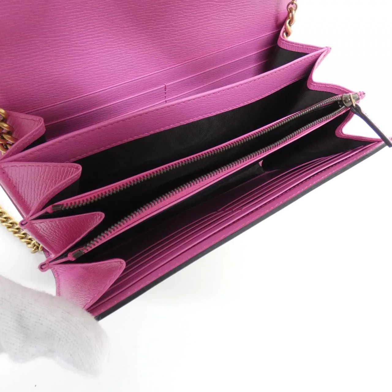 GUCCI Dionysus 401231 Wallet Leather 黑色 皮革 中古品A - 縮圖 8