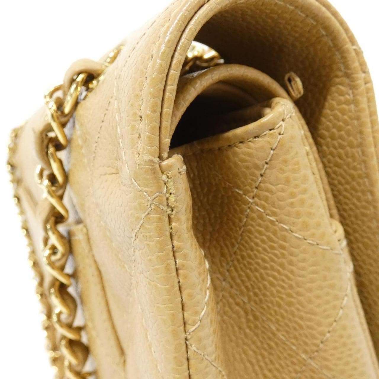 CHANEL Matelasse 1112 Shoulder Grained Calfskin Beige Grained Calfskin - Thumbnail 4