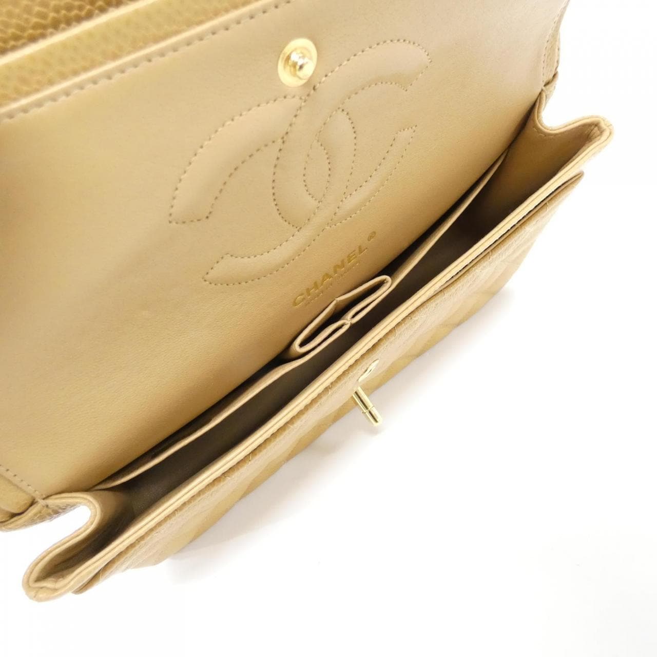 CHANEL Matelasse 1112 Shoulder Grained Calfskin Beige Grained Calfskin - Thumbnail 6