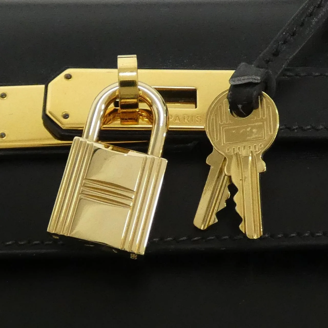 HERMES Kelly 001858CC Handbag Box Calf 黑色 Box 皮 中古品A - 縮圖 4