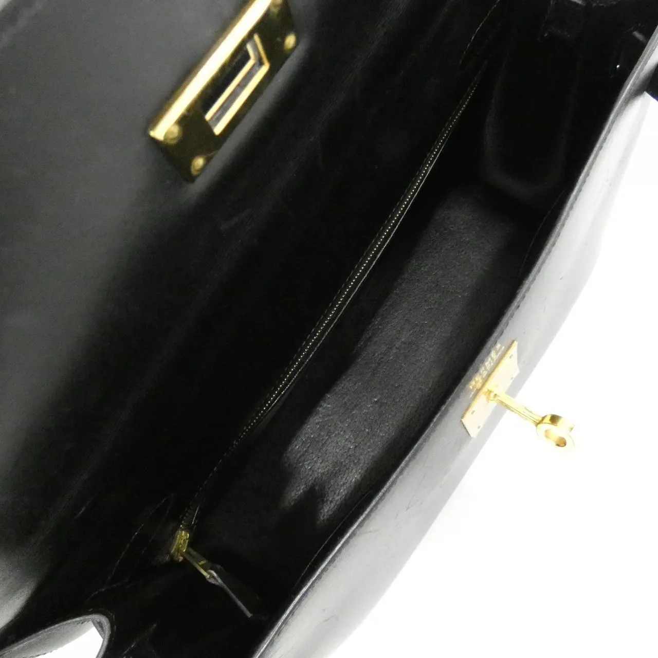 HERMES Kelly 001858CC Handbag Box Calf 黑色 Box 皮 中古品A - 縮圖 9