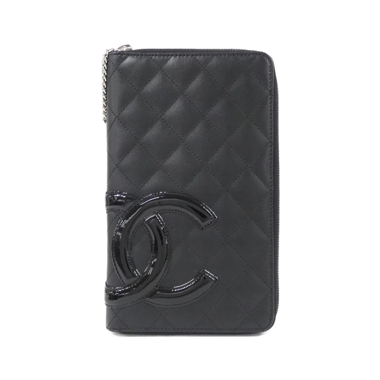 CHANEL Cambon 48660 Wallet Patent Leather Black