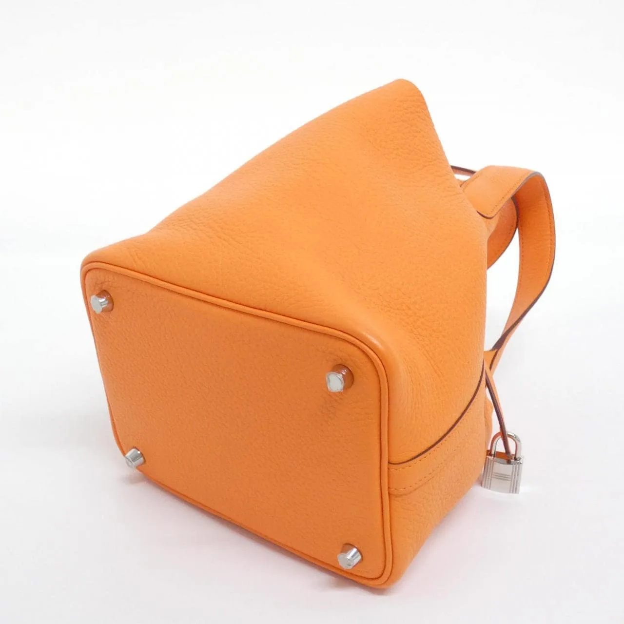 HERMES Picotin 056289CK Handbag Clemence Orange Clemence Leather Rank A - Thumbnail 2
