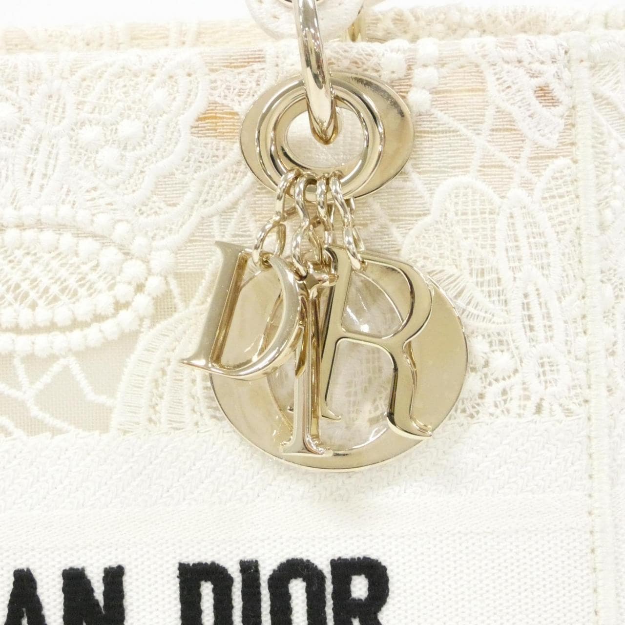 DIOR Lady Dior M0565OESQ Bag Canvas 黑色 帆布 中古品A - 縮圖 4