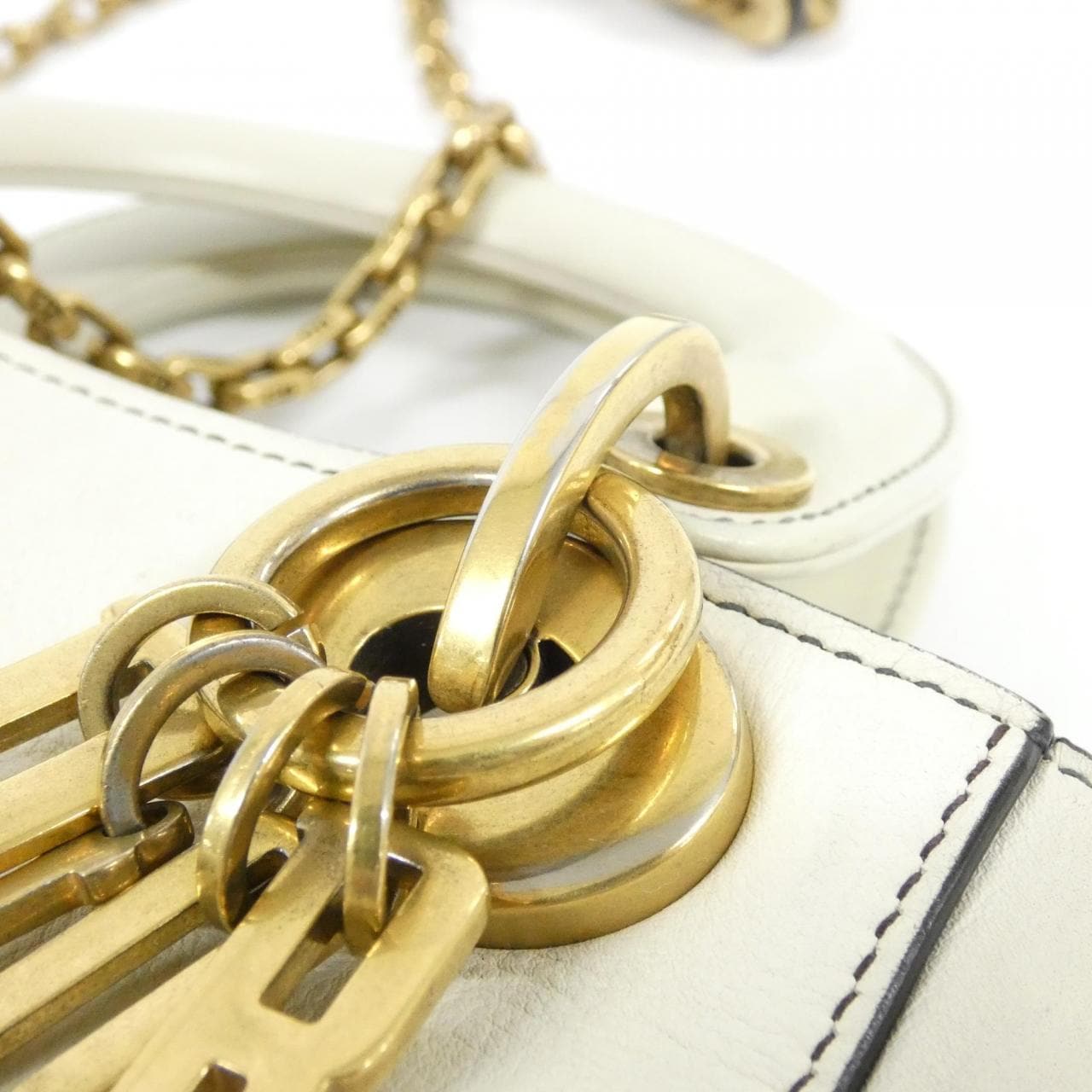 DIOR Lady Dior Bag Leather White Leather - Thumbnail 5
