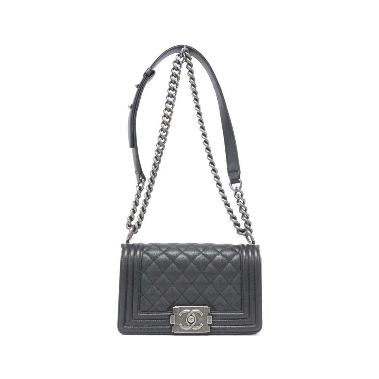 CHANEL Boy Chanel 67085 Shoulder Bag Grained Calfskin Black