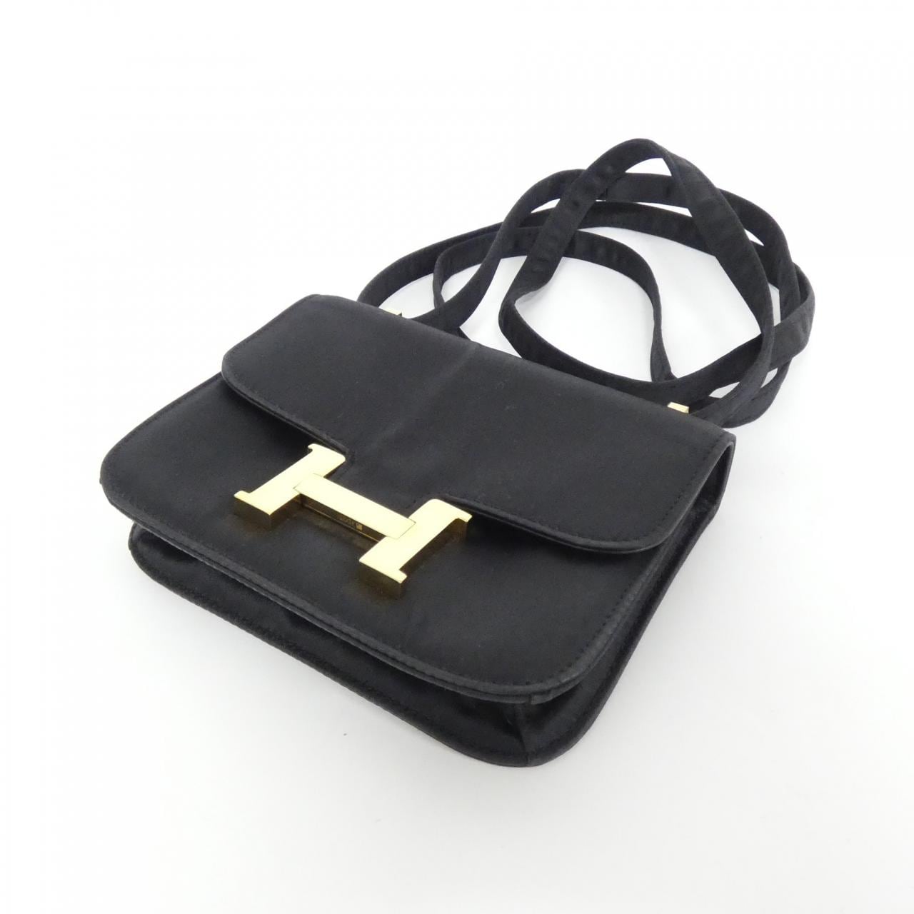 HERMES Constance HERMÈS Shoulder Bag Satin Black Satin Rank B - Thumbnail 3