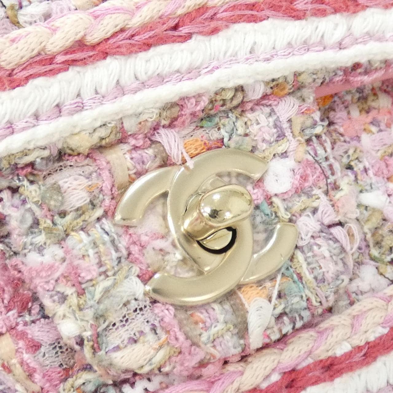 CHANEL Matelasse 1112 Shoulder Tweed Pink Tweed - Thumbnail 4