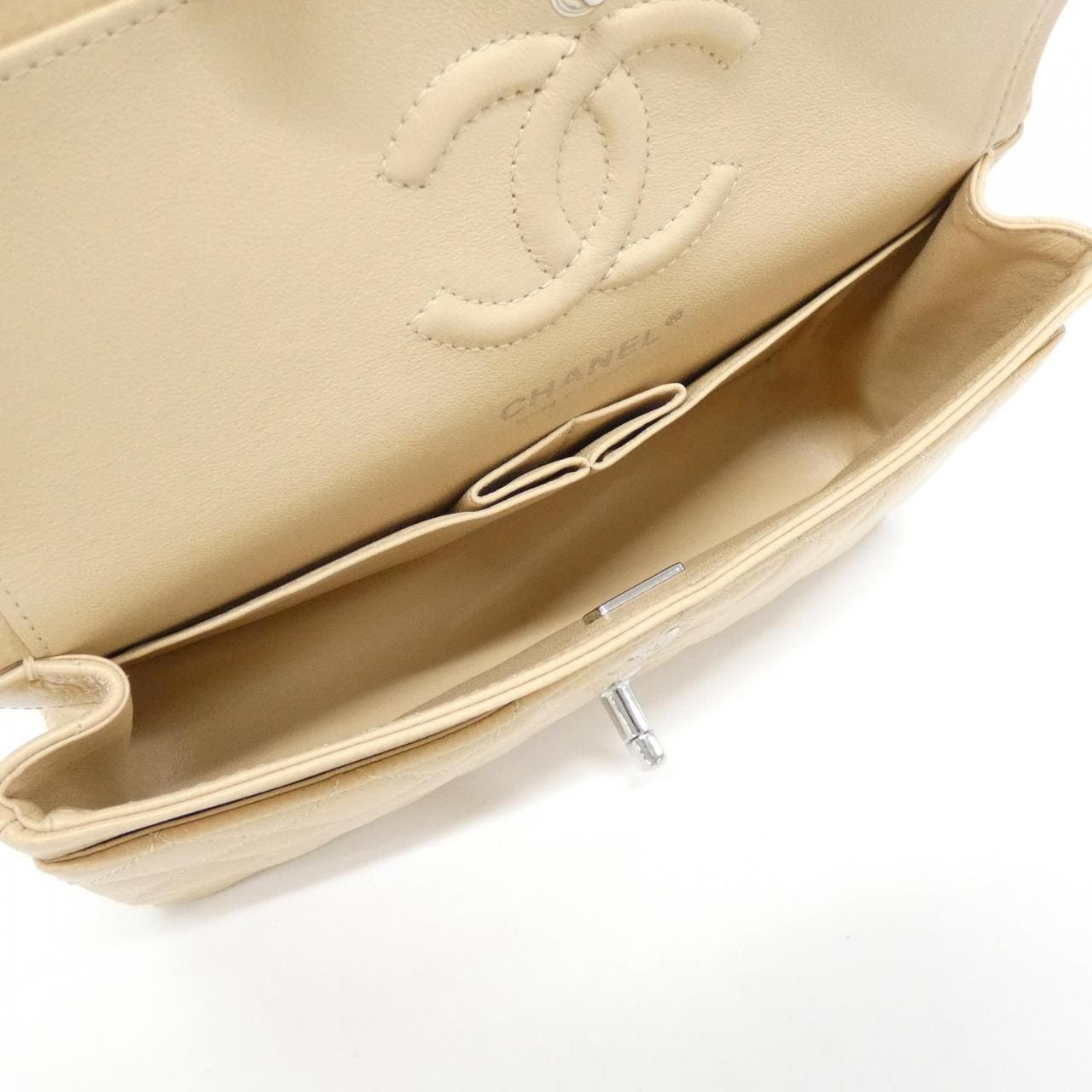 CHANEL Matelasse 1113 Shoulder Grained Calfskin Beige Grained Calfskin - Thumbnail 6