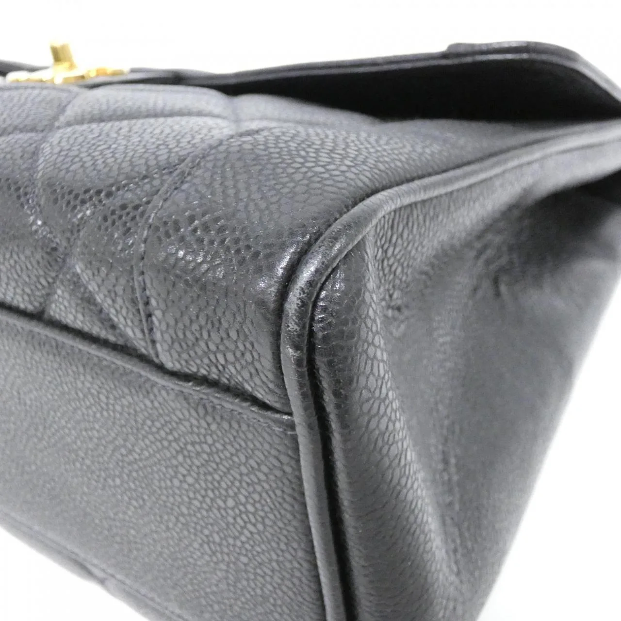 CHANEL Handbag Grained Calfskin Black Grained Calfskin Rank B - Thumbnail 3