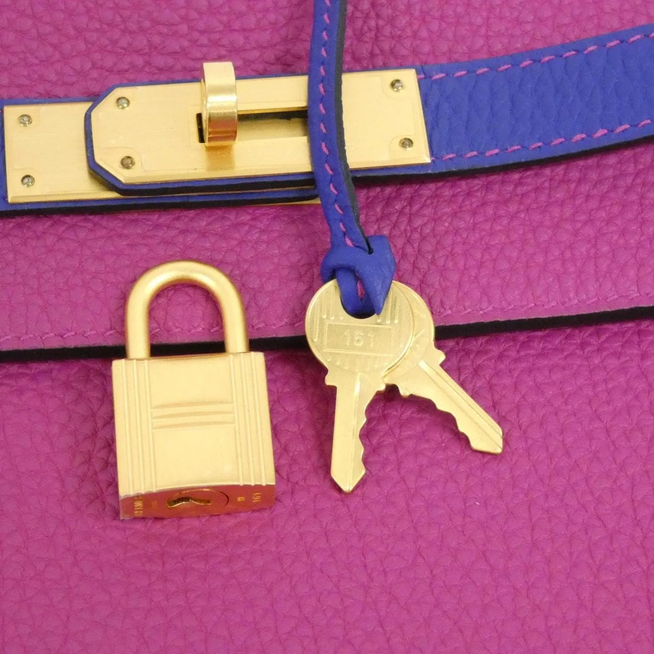 HERMES Kelly Handbag Togo Purple Togo Leather Rank A - Thumbnail 5