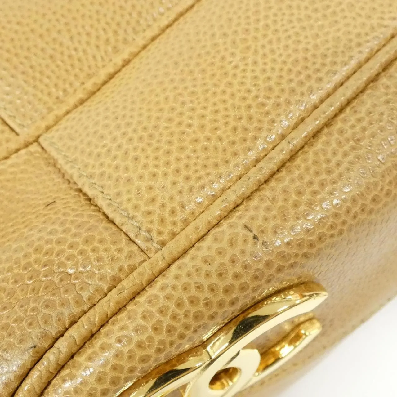 CHANEL 03675 Shoulder Grained Calfskin 米色 荔枝紋牛皮 中古品B - 縮圖 2