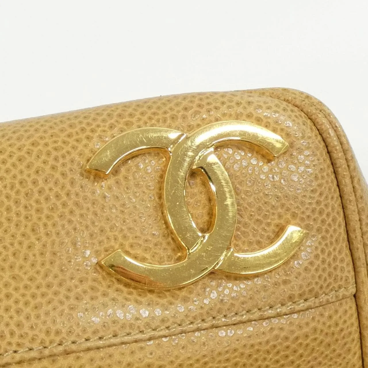 CHANEL 03675 Shoulder Grained Calfskin 米色 荔枝紋牛皮 中古品B - 縮圖 3