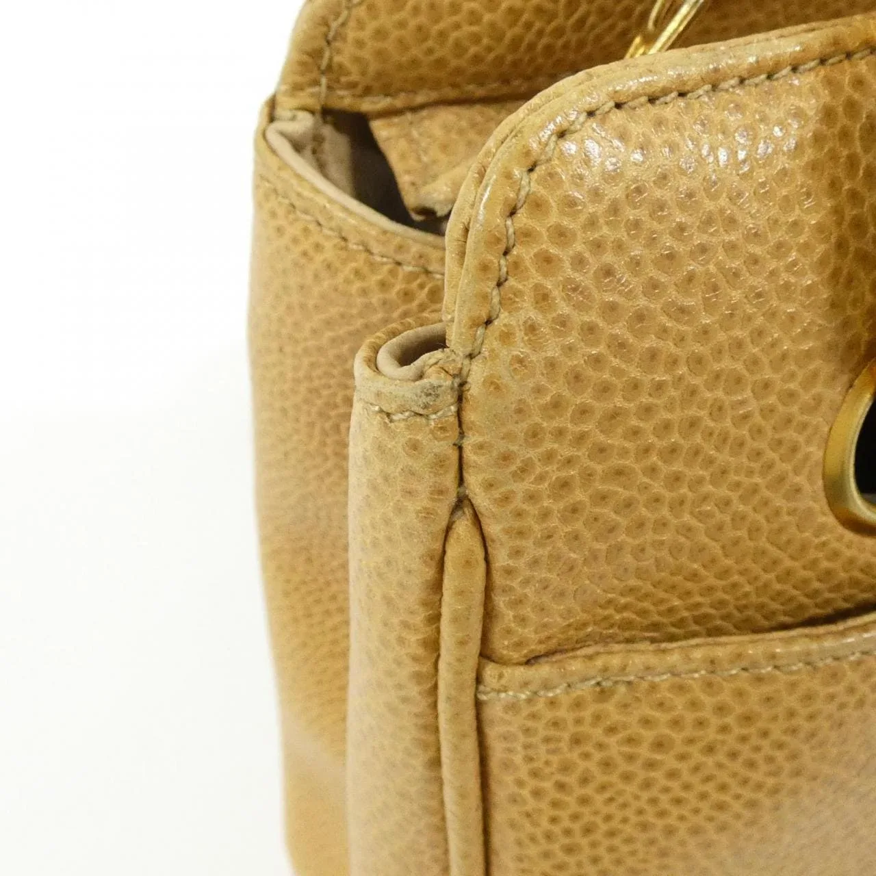 CHANEL 03675 Shoulder Grained Calfskin 米色 荔枝紋牛皮 中古品B - 縮圖 4