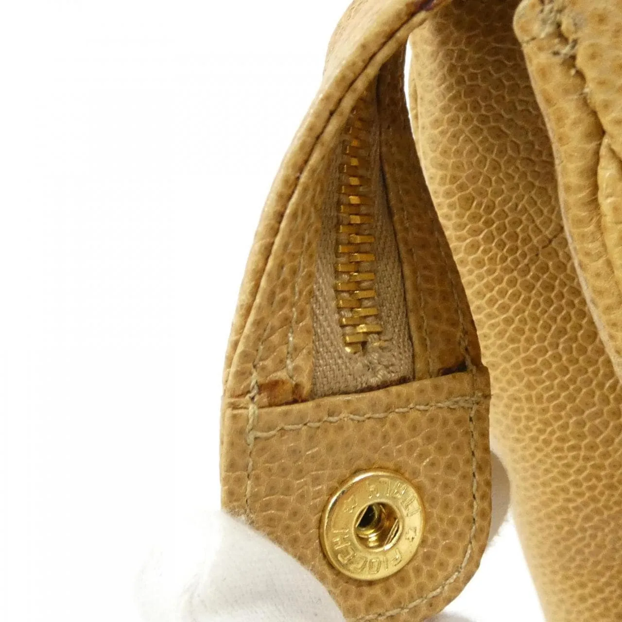 CHANEL 03675 Shoulder Grained Calfskin 米色 荔枝紋牛皮 中古品B - 縮圖 6