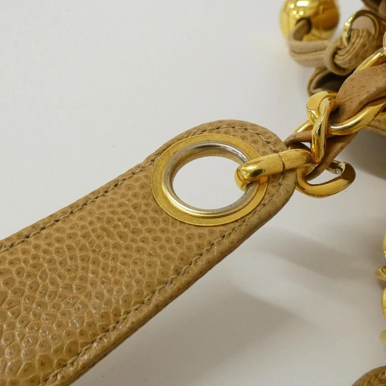 CHANEL 03675 Shoulder Grained Calfskin 米色 荔枝紋牛皮 中古品B - 縮圖 7