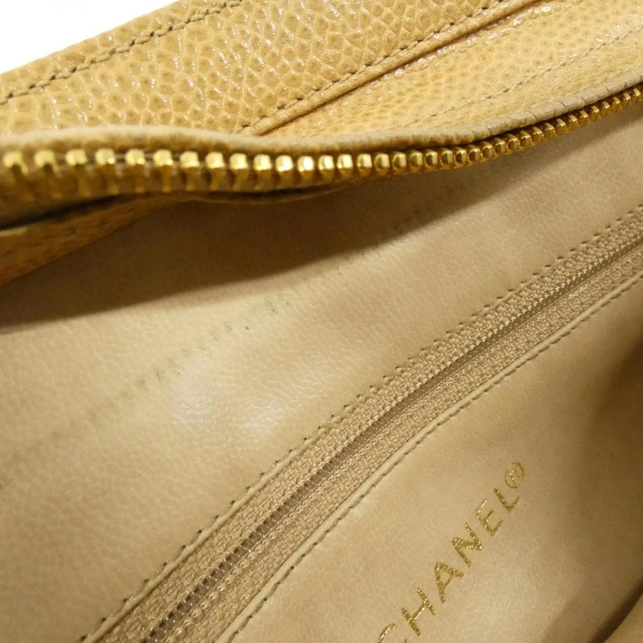 CHANEL 03675 Shoulder Grained Calfskin 米色 荔枝紋牛皮 中古品B - 縮圖 10