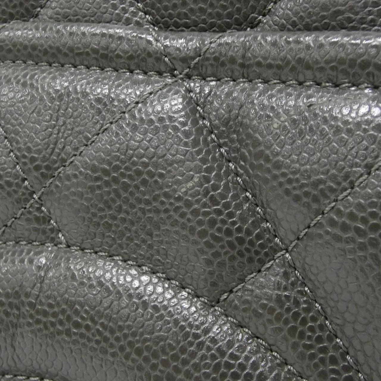 CHANEL 67293 Shoulder Grained Calfskin 灰色 荔枝紋牛皮 中古品A - 縮圖 4