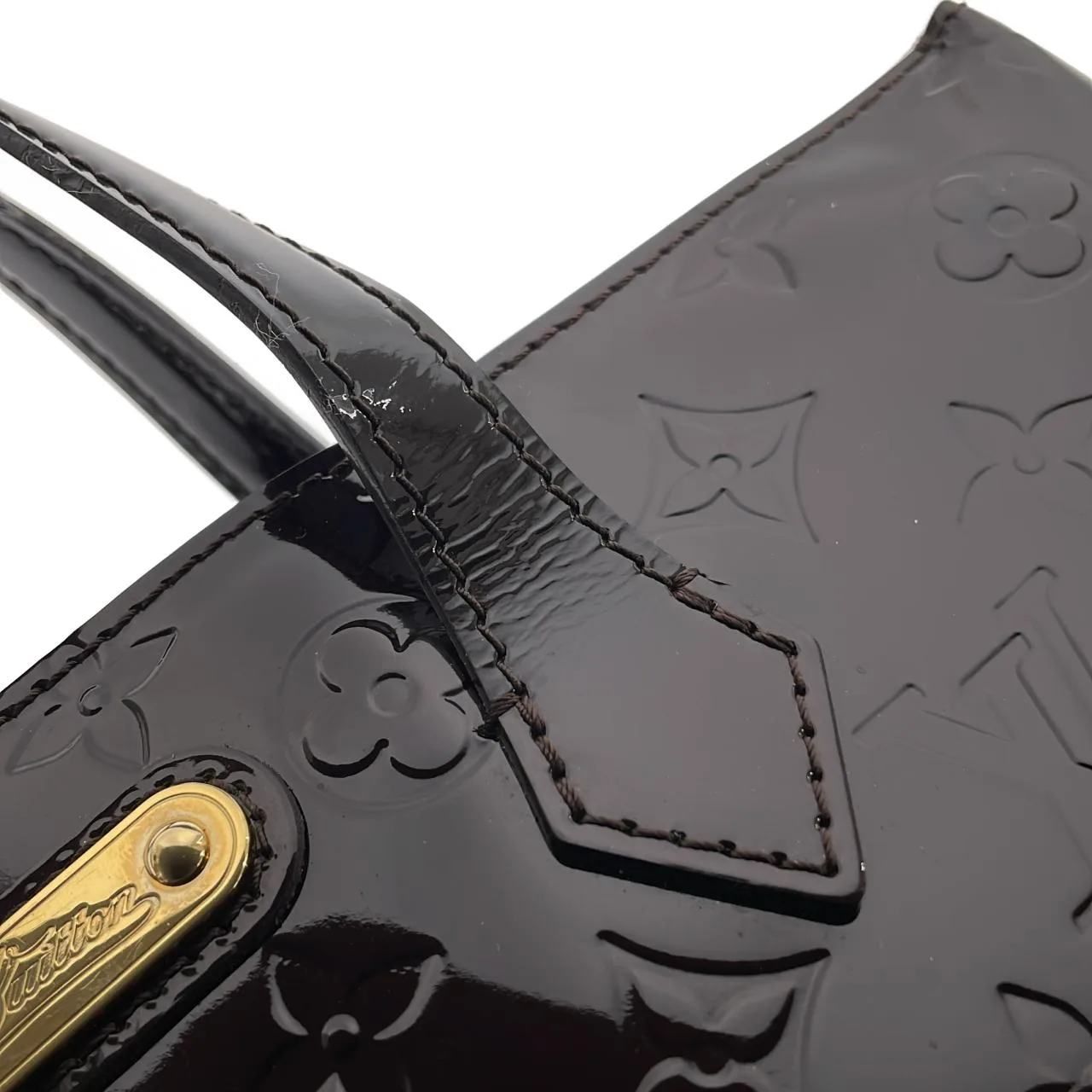 LOUIS VUITTON M93641 Handbag Vernis 黑色 Vernis 中古品A - 縮圖 3