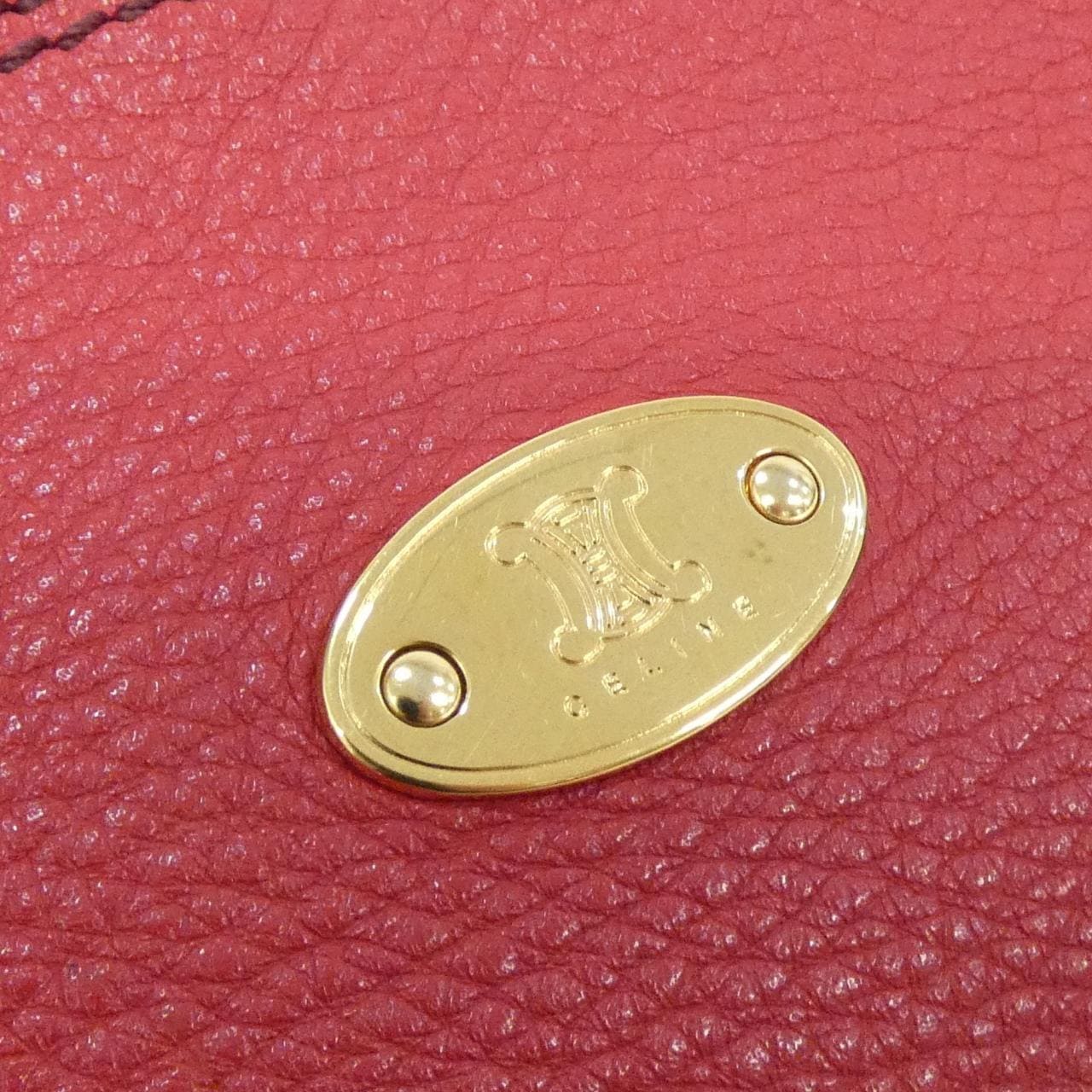 CELINE Shoulder Bag Leather 紅色 皮革 中古品A - 縮圖 6