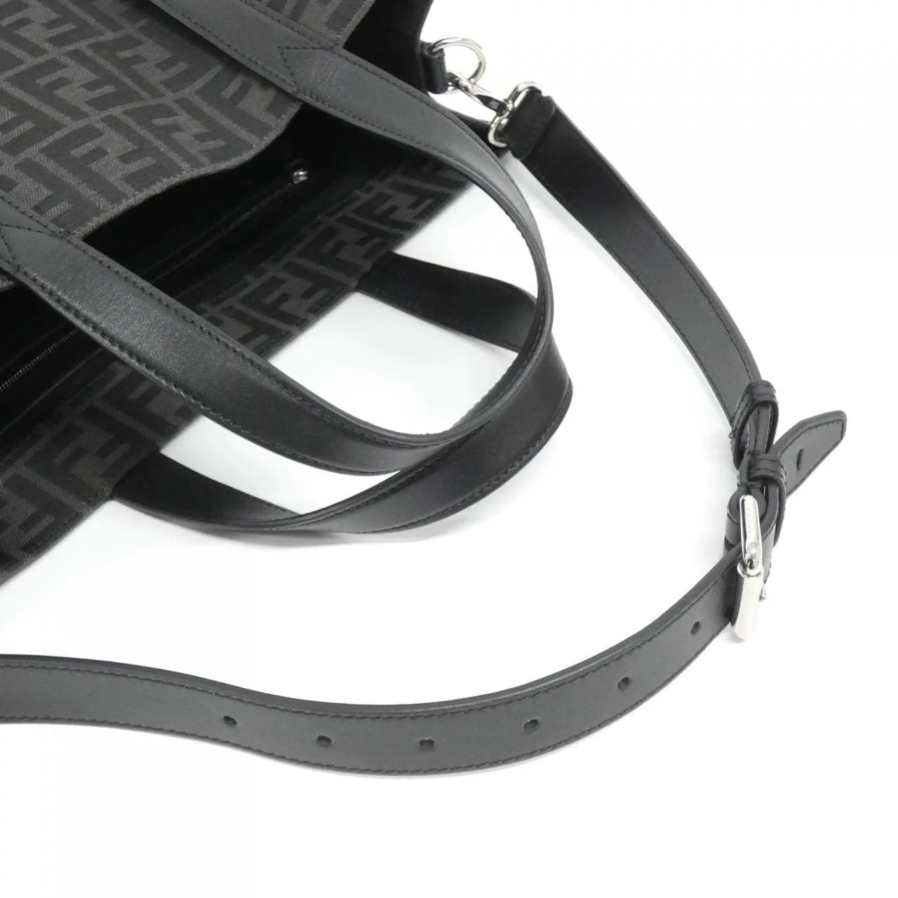 FENDI Baguette 7VA390 AG0M Handbag Canvas Black Canvas Rank A - Thumbnail 4