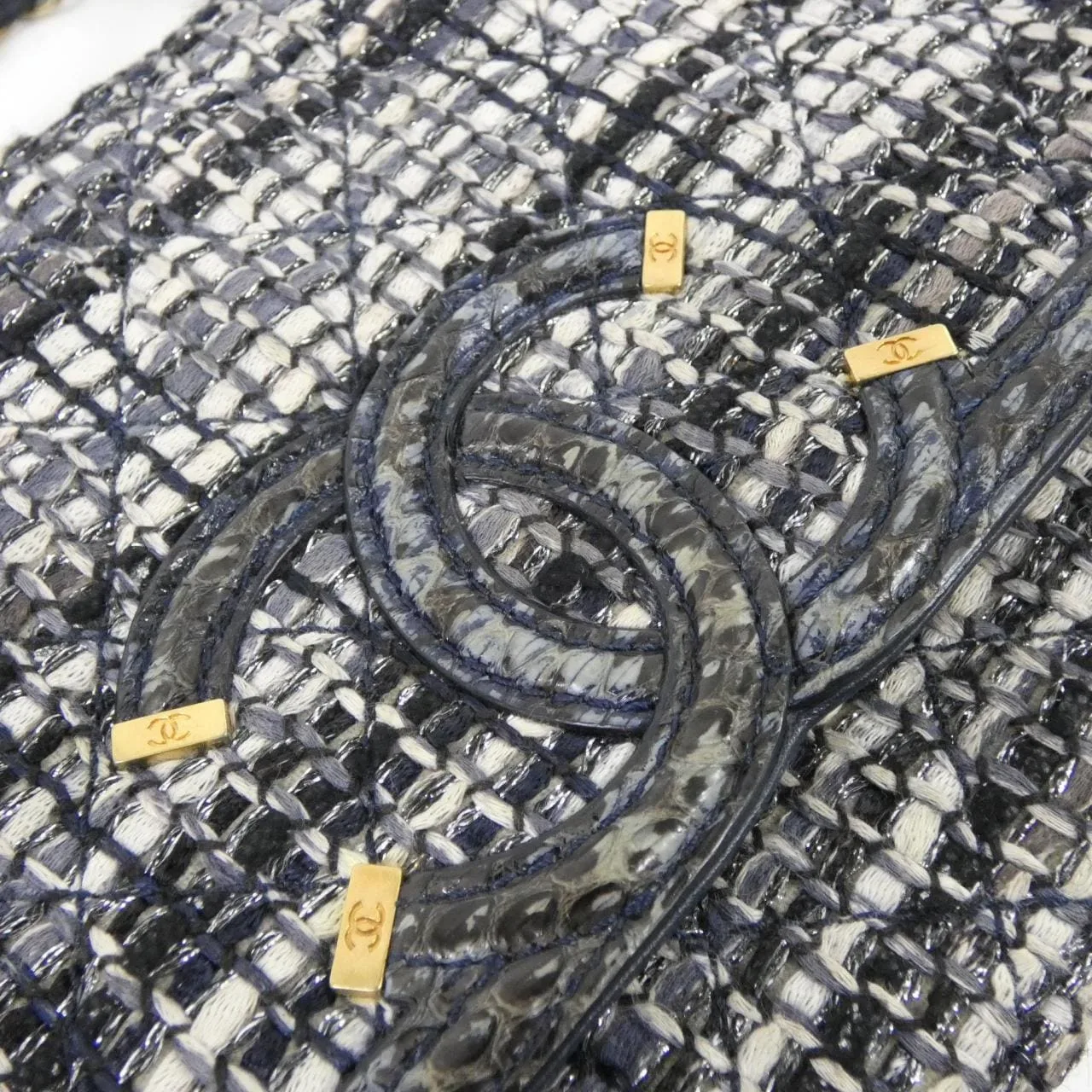 CHANEL 93341 Shoulder Tweed Navy Tweed - Thumbnail 5