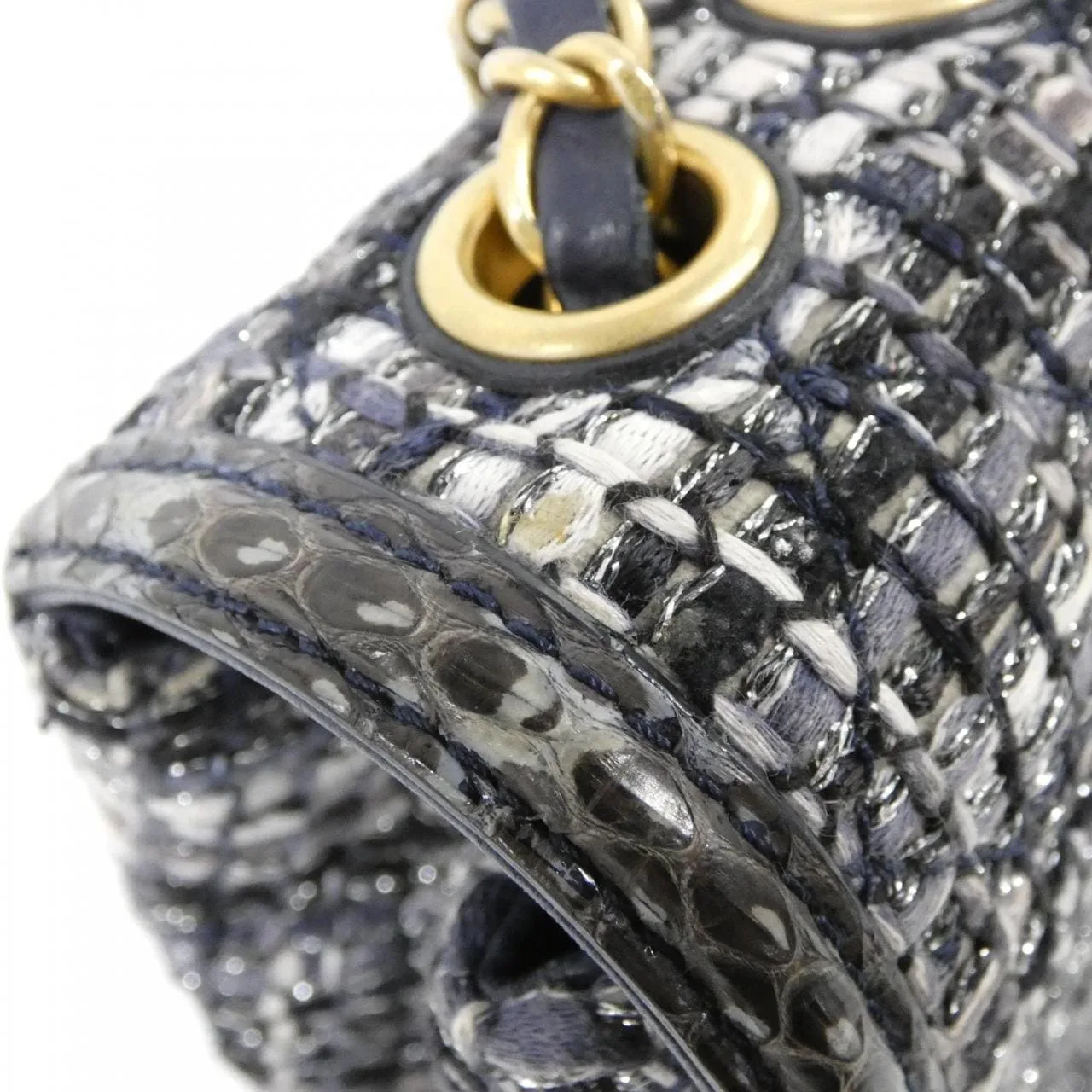 CHANEL 93341 Shoulder Tweed Navy Tweed - Thumbnail 6