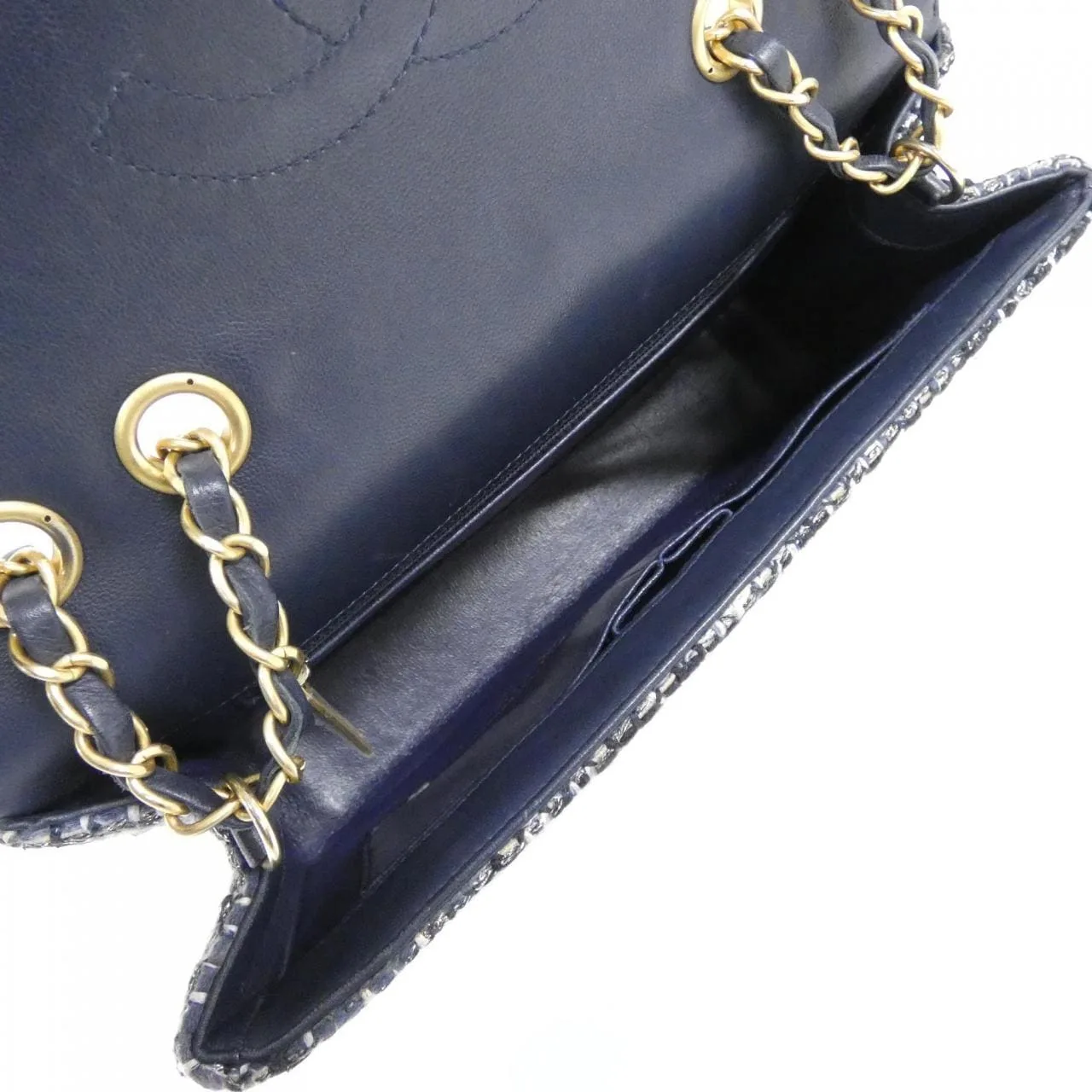 CHANEL 93341 Shoulder Tweed Navy Tweed - Thumbnail 9