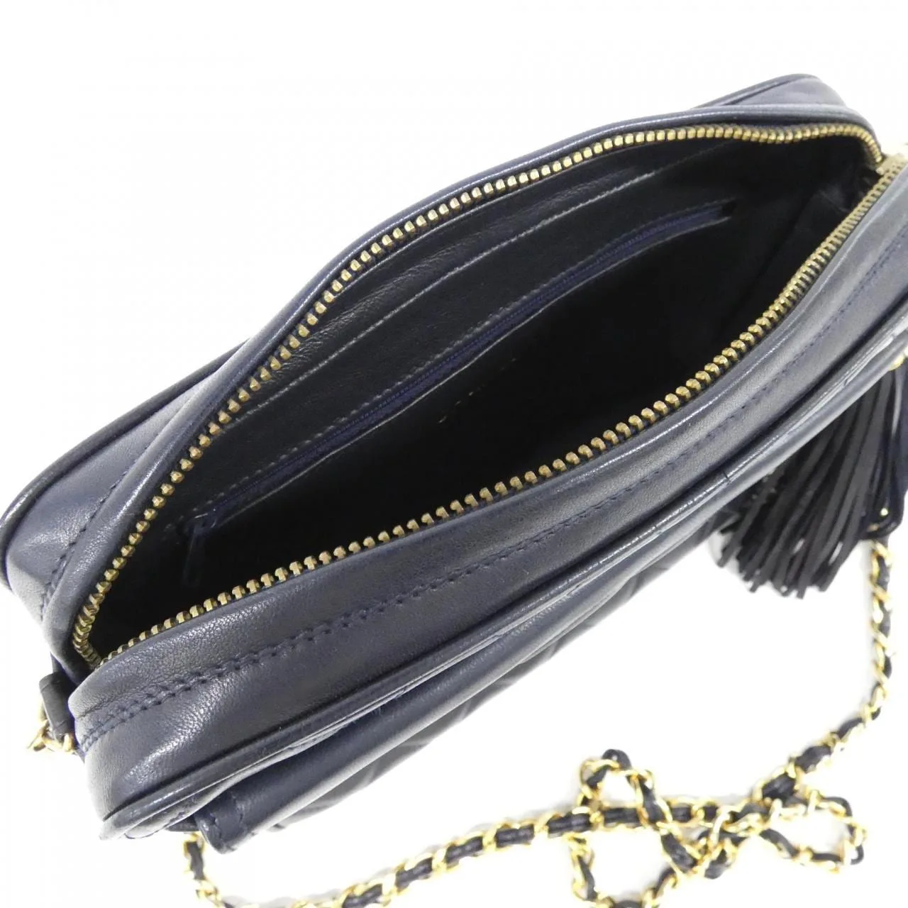 CHANEL Shoulder Lambskin 深藍色 羊皮 中古品A - 縮圖 8