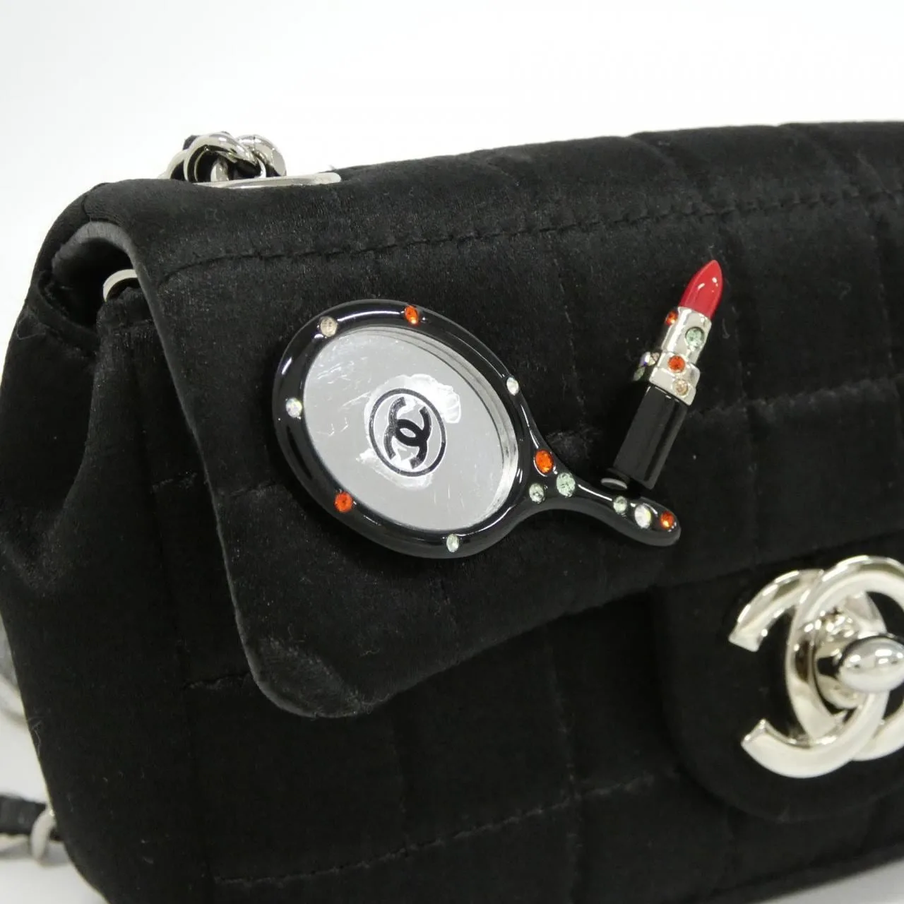 CHANEL 26413 Shoulder Satin Black Satin Rank A - Thumbnail 5