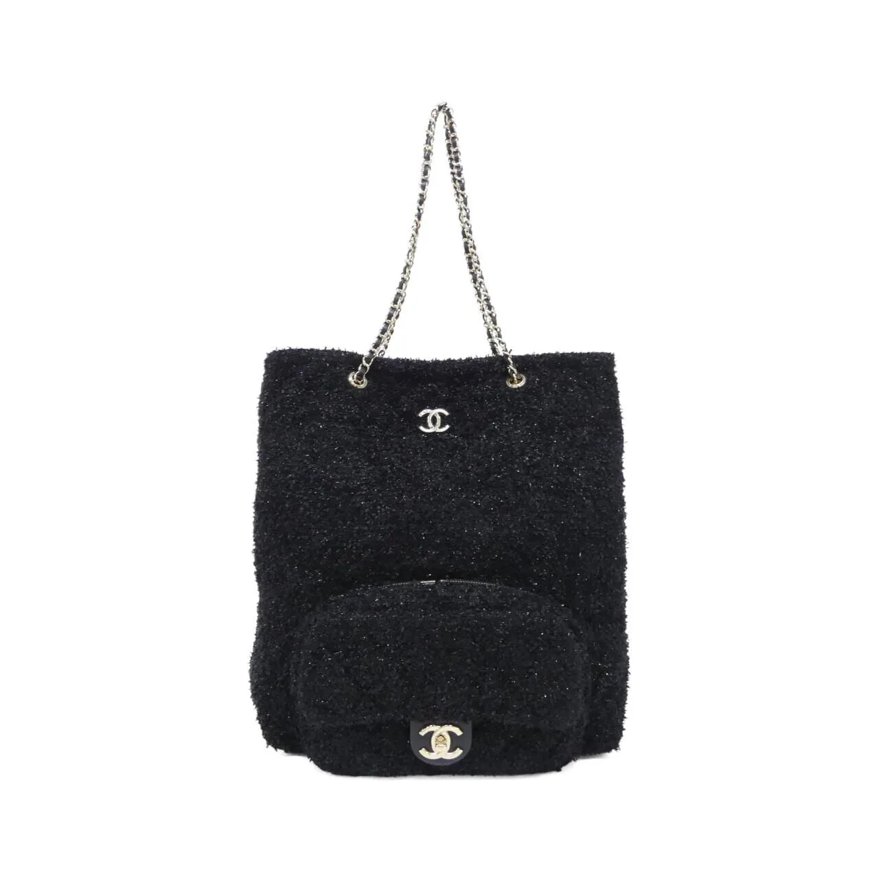 CHANEL Handbag Tweed Black