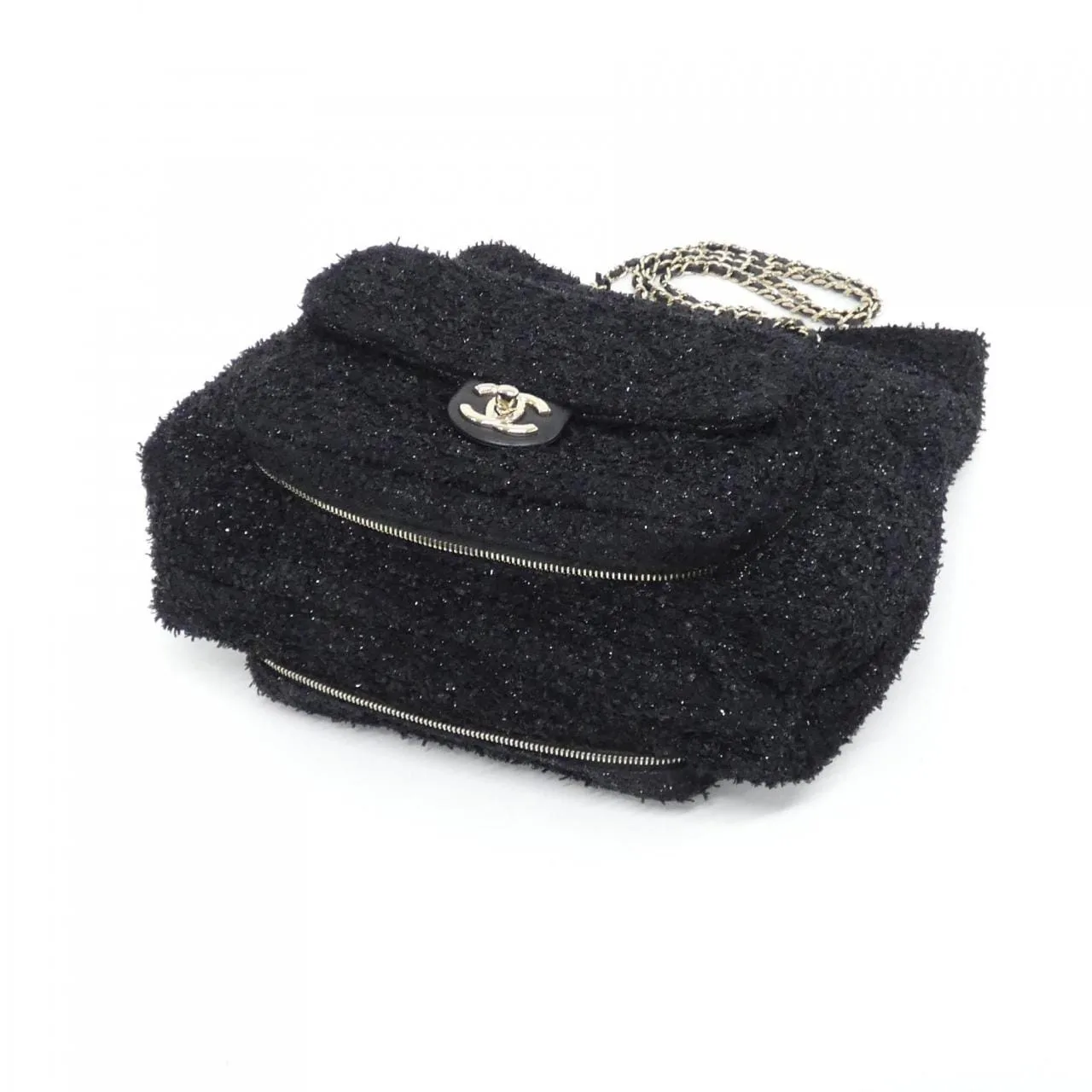 CHANEL Handbag Tweed Black Tweed Rank A - Thumbnail 3