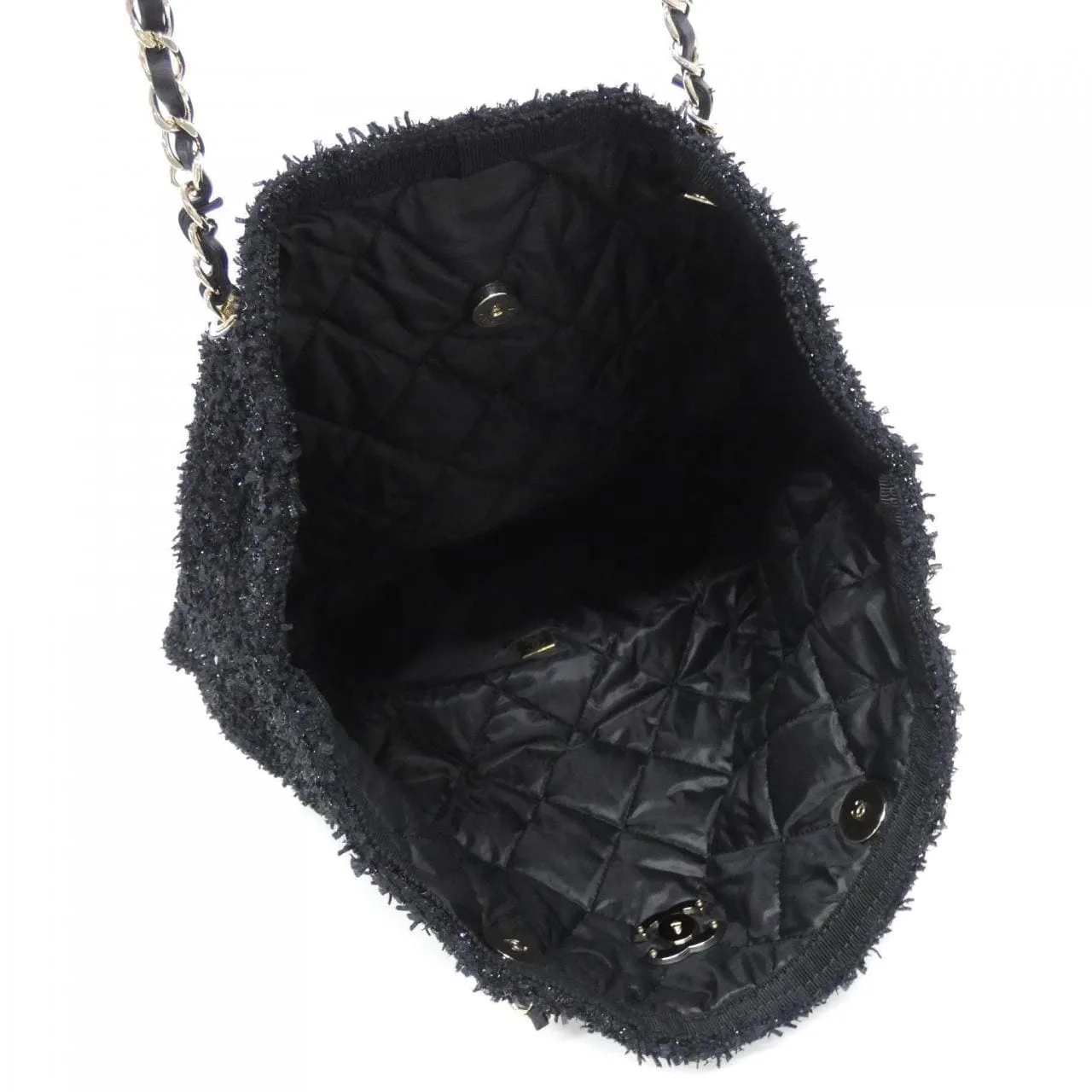 CHANEL Handbag Tweed Black Tweed Rank A - Thumbnail 6