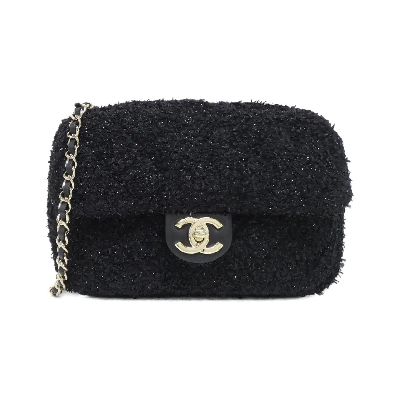 CHANEL Handbag Tweed Black Tweed Rank A - Thumbnail 7
