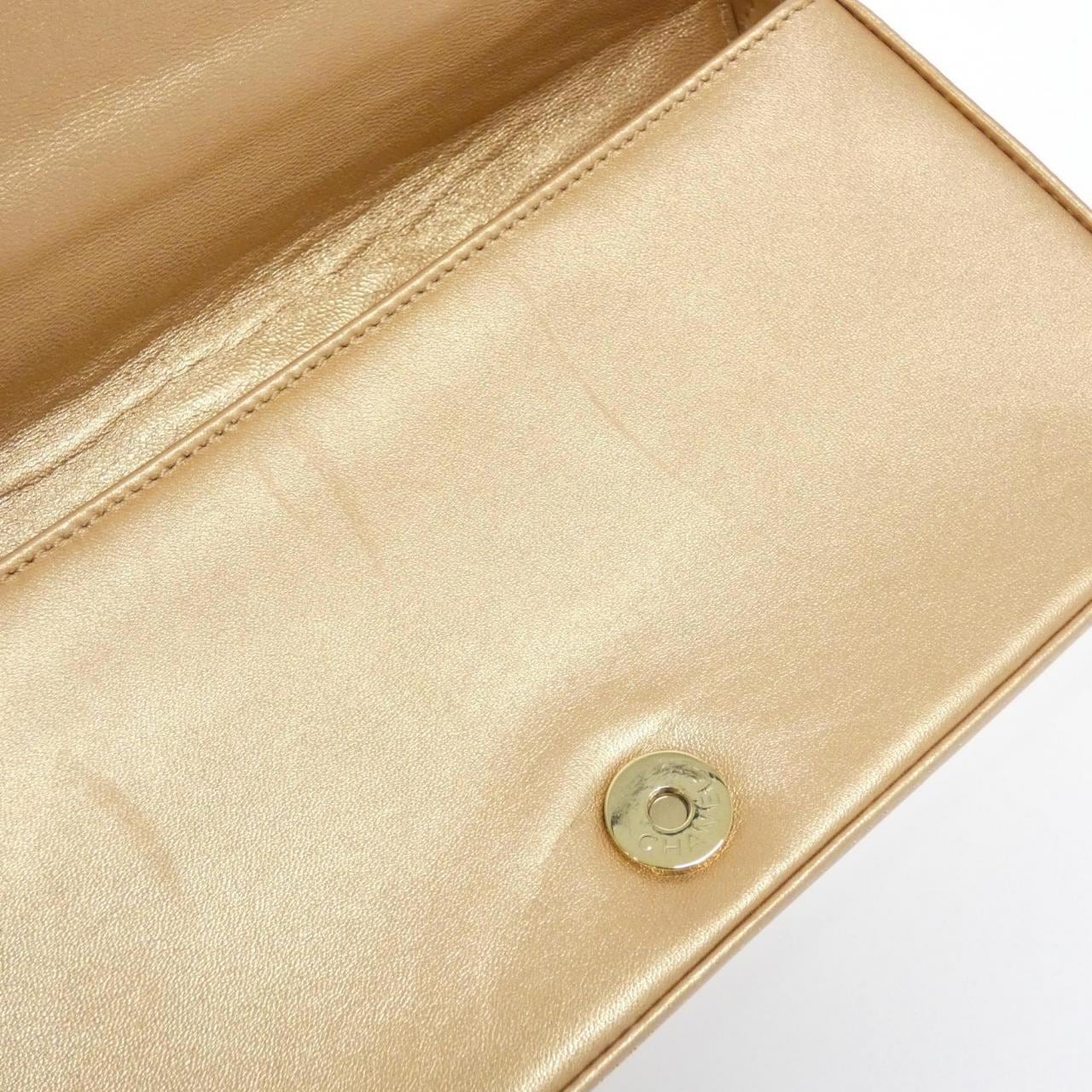 CHANEL 17370 Shoulder Bag Lambskin 金色 羊皮 中古品B - 縮圖 7