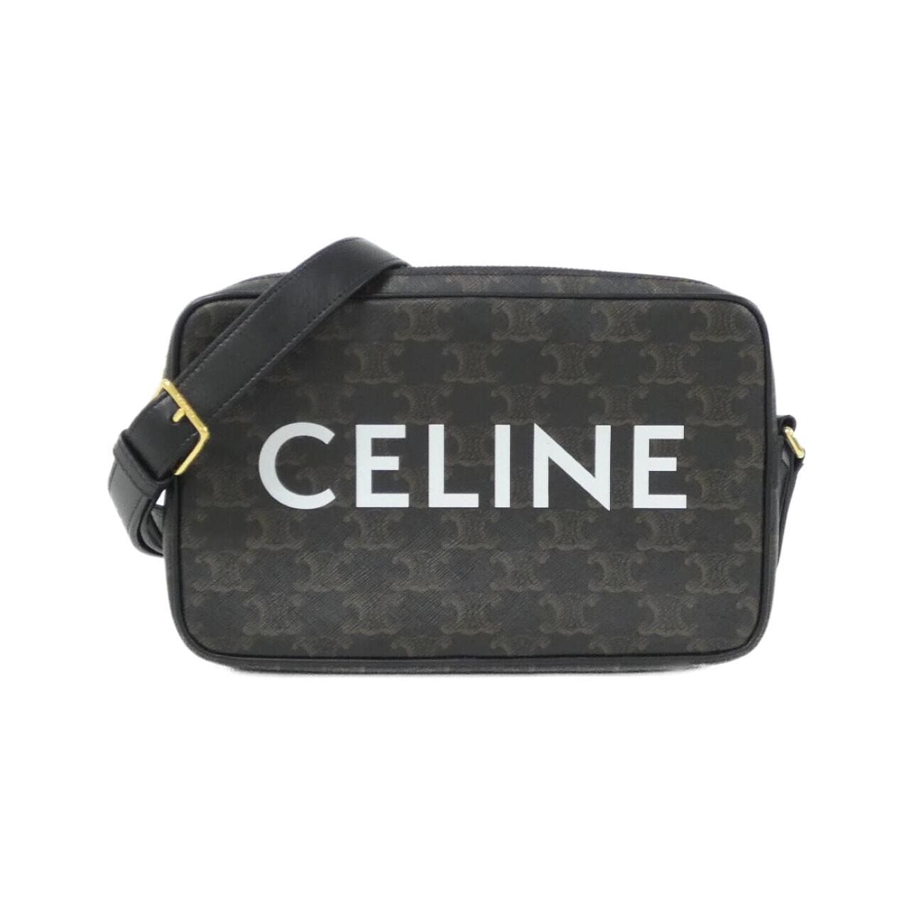 CELINE Triomphe 194502CIM Shoulder Bag Canvas Black