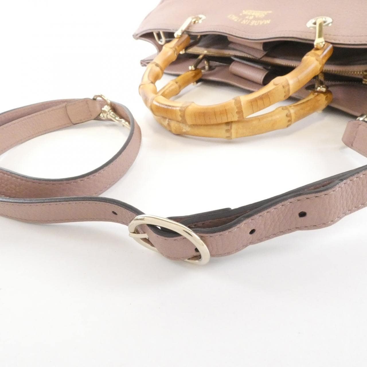 GUCCI Bamboo Shopper 323660 A7M0G Bag Leather 粉色 皮革 中古品B - 縮圖 5