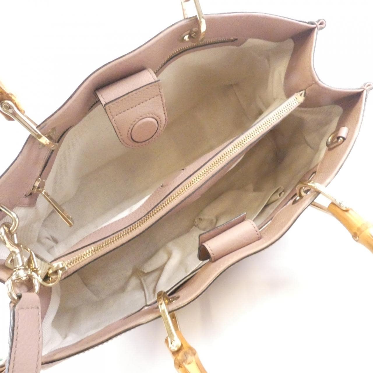 GUCCI Bamboo Shopper 323660 A7M0G Bag Leather 粉色 皮革 中古品B - 縮圖 7
