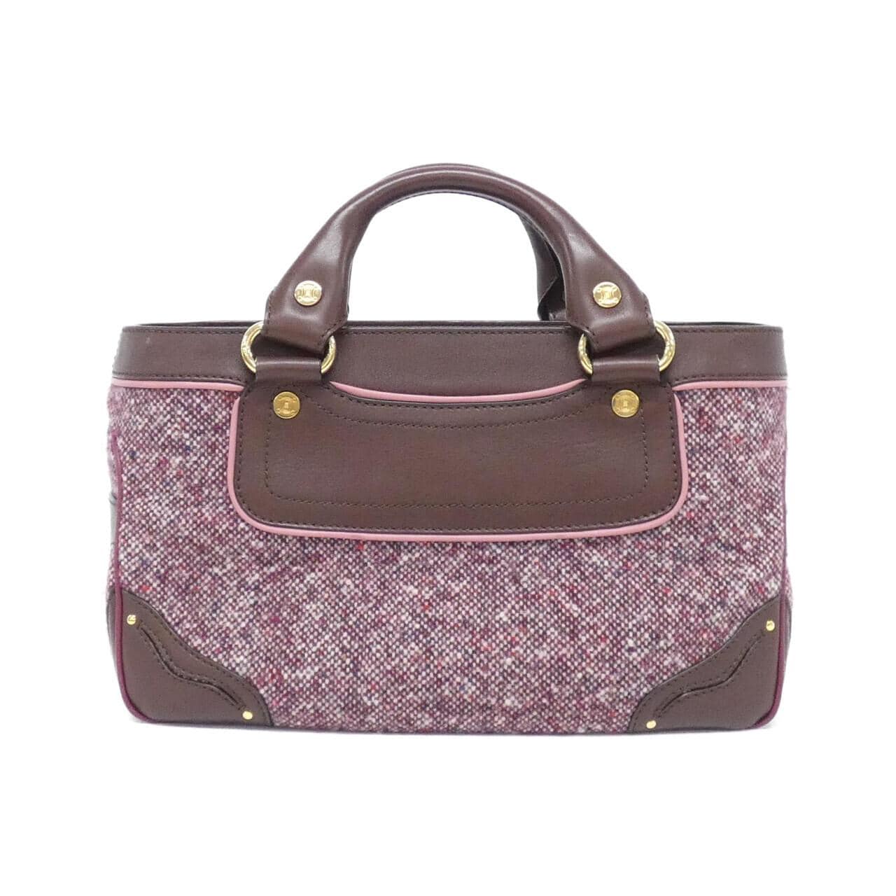 CELINE Boogie Bag Tweed 酒紅色 粗花呢 中古品A - 縮圖 2