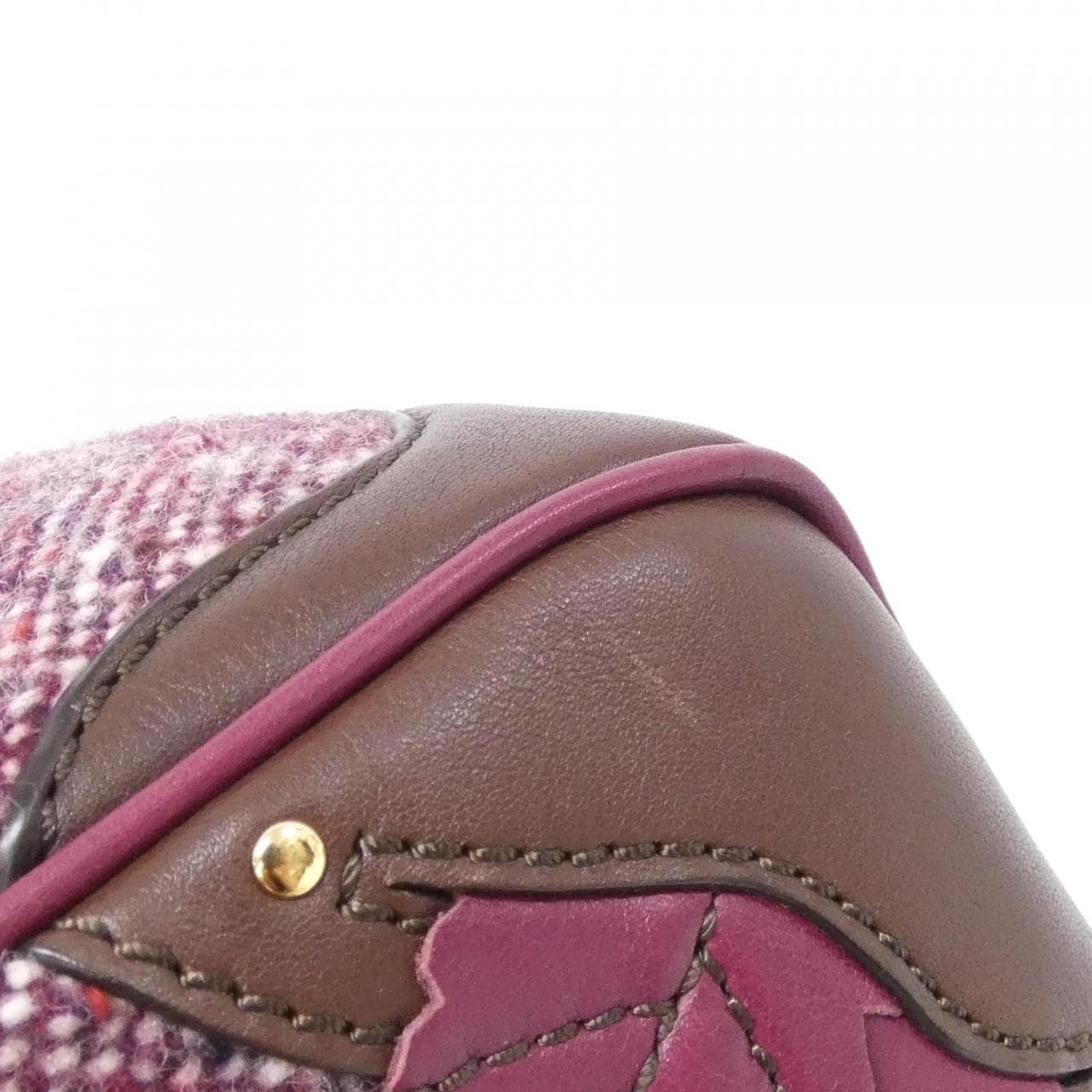 CELINE Boogie Bag Tweed 酒紅色 粗花呢 中古品A - 縮圖 5