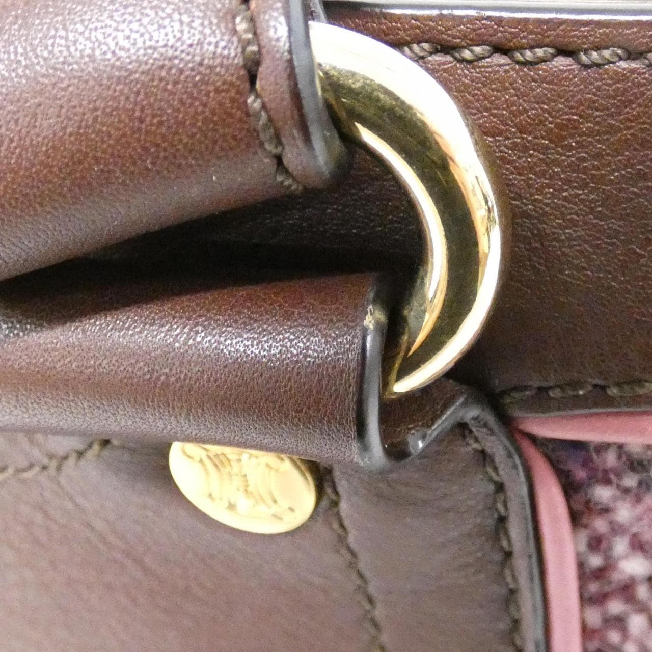 CELINE Boogie Bag Tweed 酒紅色 粗花呢 中古品A - 縮圖 7