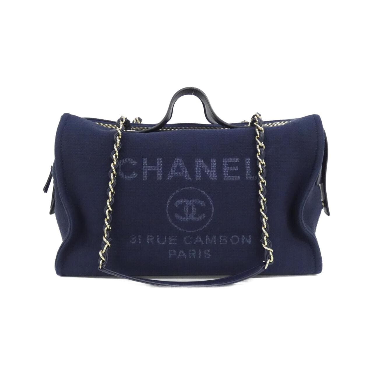 CHANEL Deauville AS4166 Boston Bag Navy