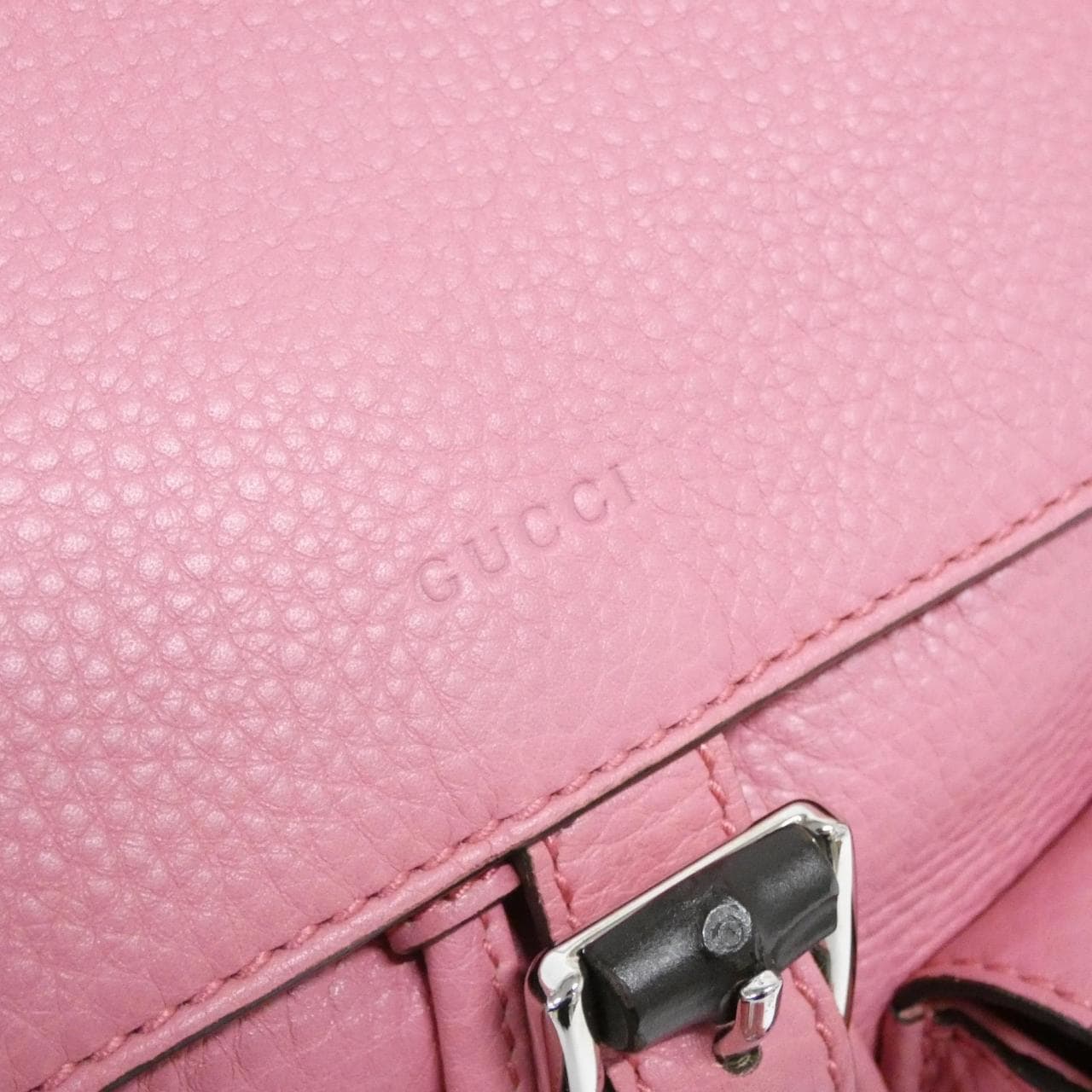 GUCCI Bamboo Daily 370833 A7M0N Backpack Leather 銀色 皮革 中古品A - 縮圖 6