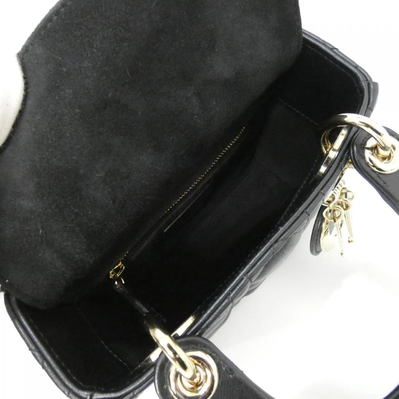DIOR Lady Dior M0505ONGE Handbag Lambskin 黑色 羊皮 中古品A - 縮圖 10